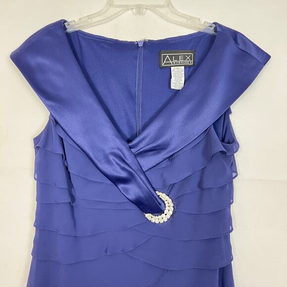 Alex Evenings Chiffon Ruffle Party Cocktail Dress Size 10 - Picture 3 of 8